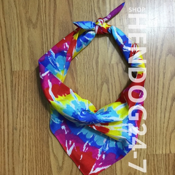 MULTI TIE DYE BURSTS BANDANA SCARVE ONE SIZE - Picture 3 of 4